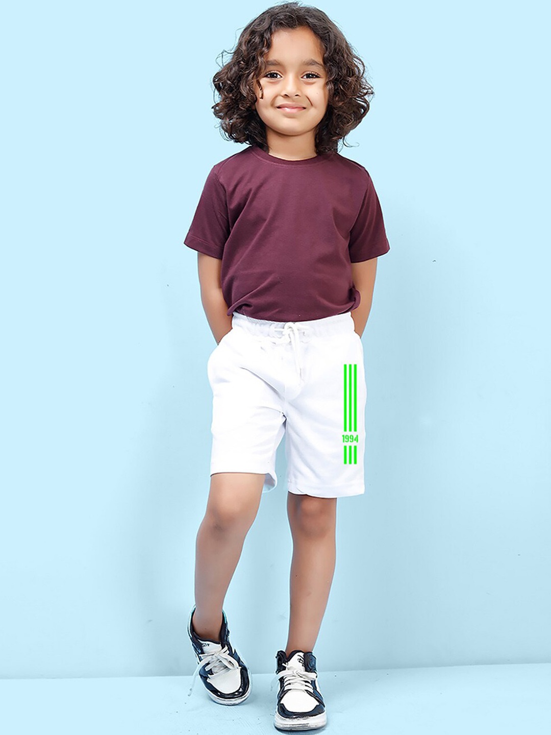 

NUSYL Boys Mid Rise Striped Shorts, White