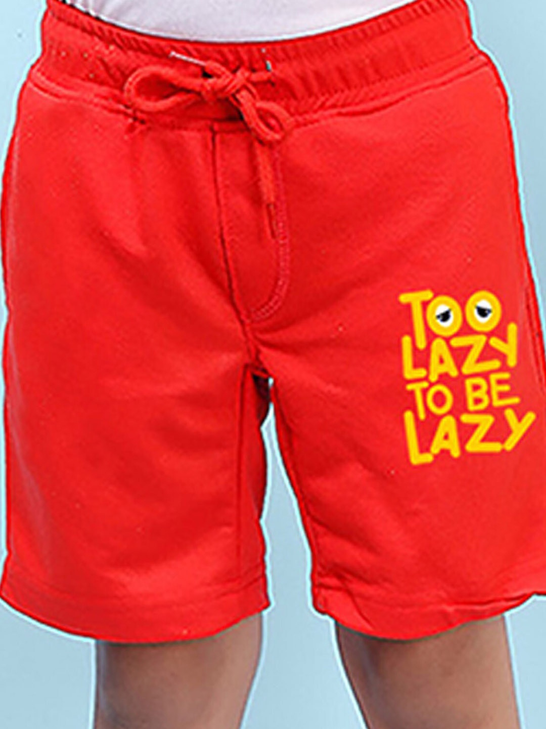 

NUSYL Boys Mid-Rise Typography Printed Casual Cotton Shorts, Red