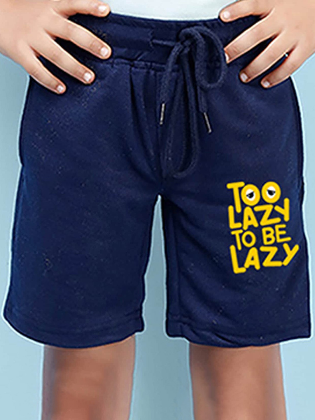 

NUSYL Boys Typography Printed Mid Rise Shorts, Navy blue