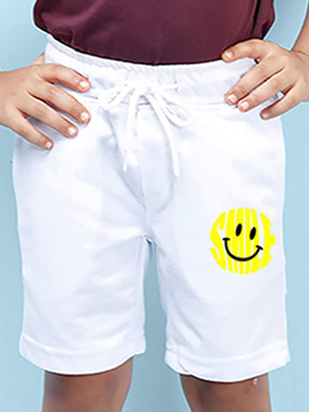

NUSYL Boys Smile Printed Regular Shorts, White