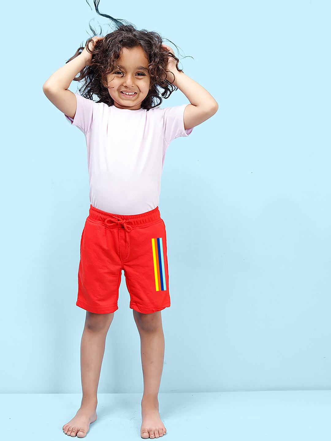 

NUSYL Boys Mid Rise Striped Lounge Shorts, Red
