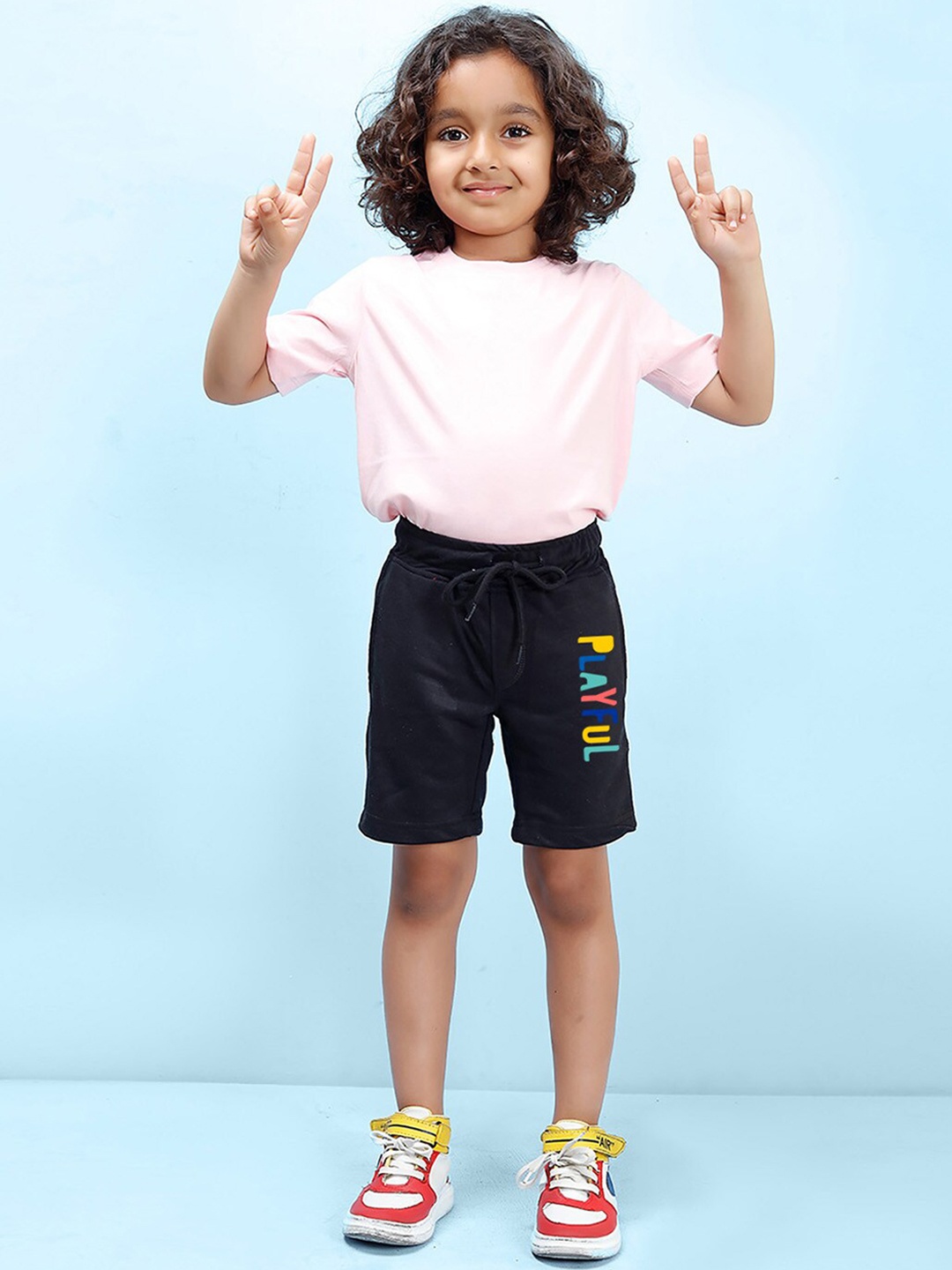 

NUSYL Boys Typography Printed Mid-Rise Shorts, Black