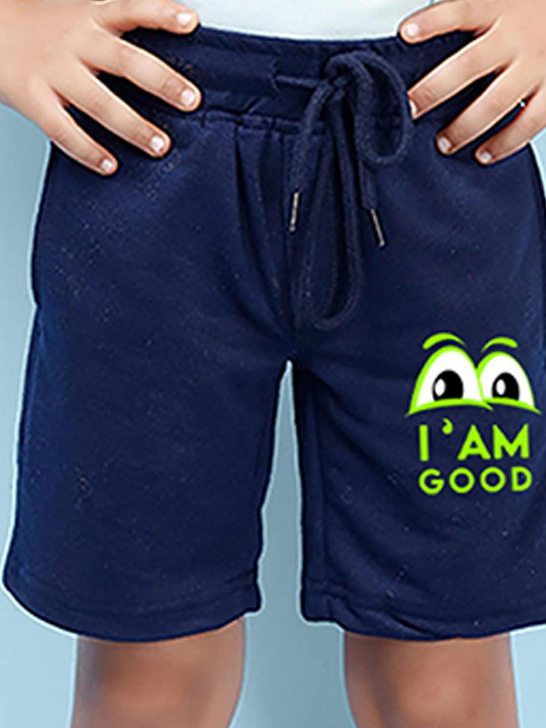 

NUSYL Boys Mid-Rise Typography Printed Casual Cotton Shorts, Navy blue