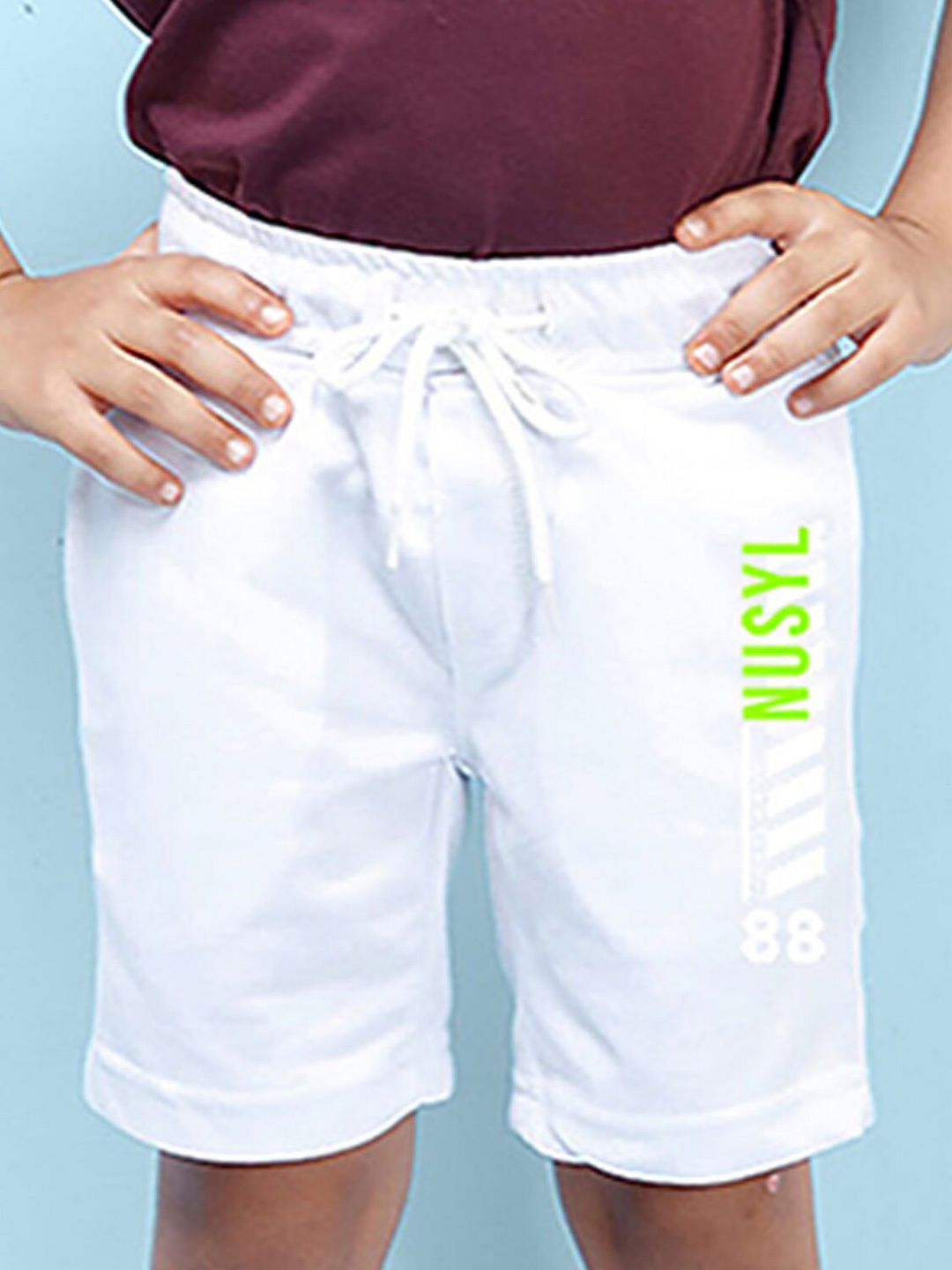 

NUSYL Boys Typography Printed Shorts, White