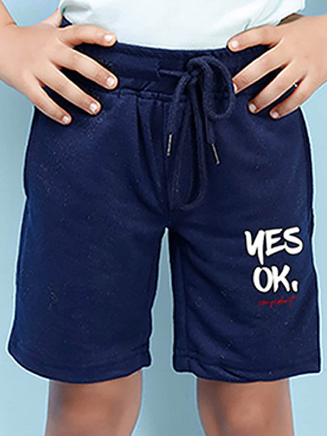 

NUSYL Boys Mid-Rise Typography Printed Casual Cotton Shorts, Navy blue