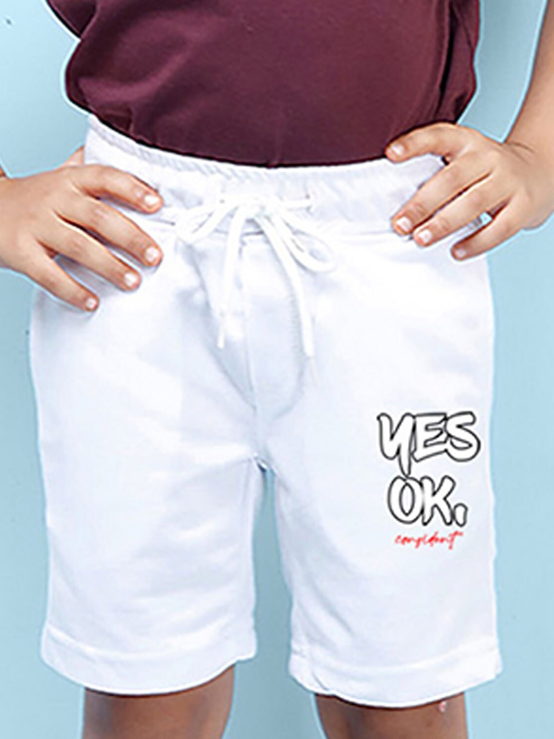 NUSYL Boys Typography Printed Shorts, White