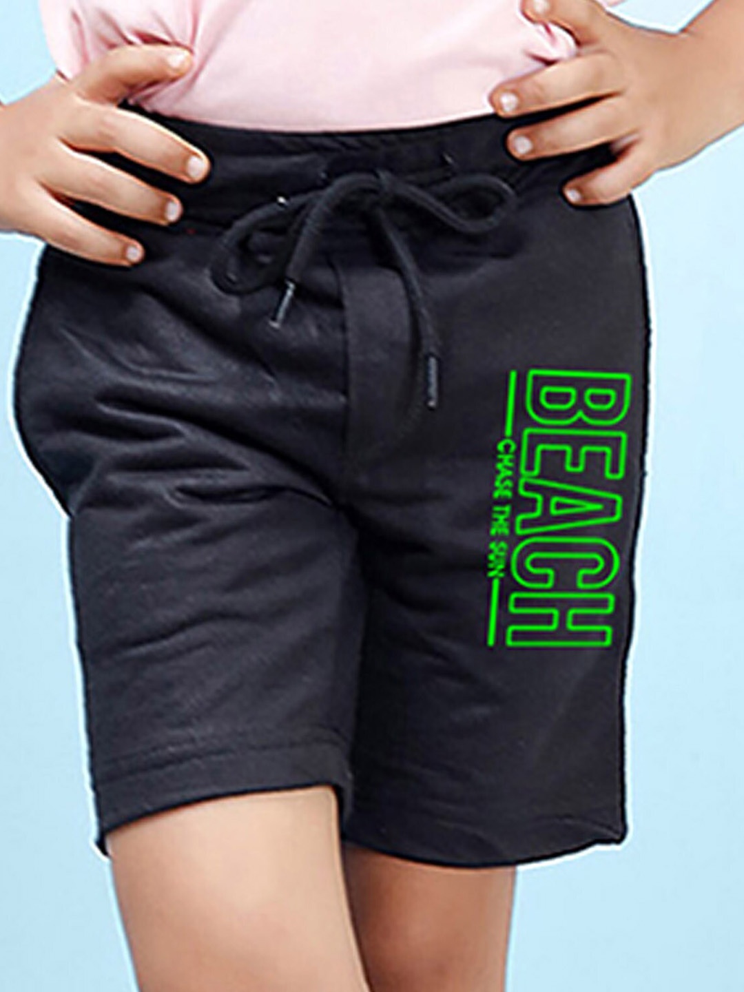 

NUSYL Boys Mid Rise Typography Printed Shorts, Black