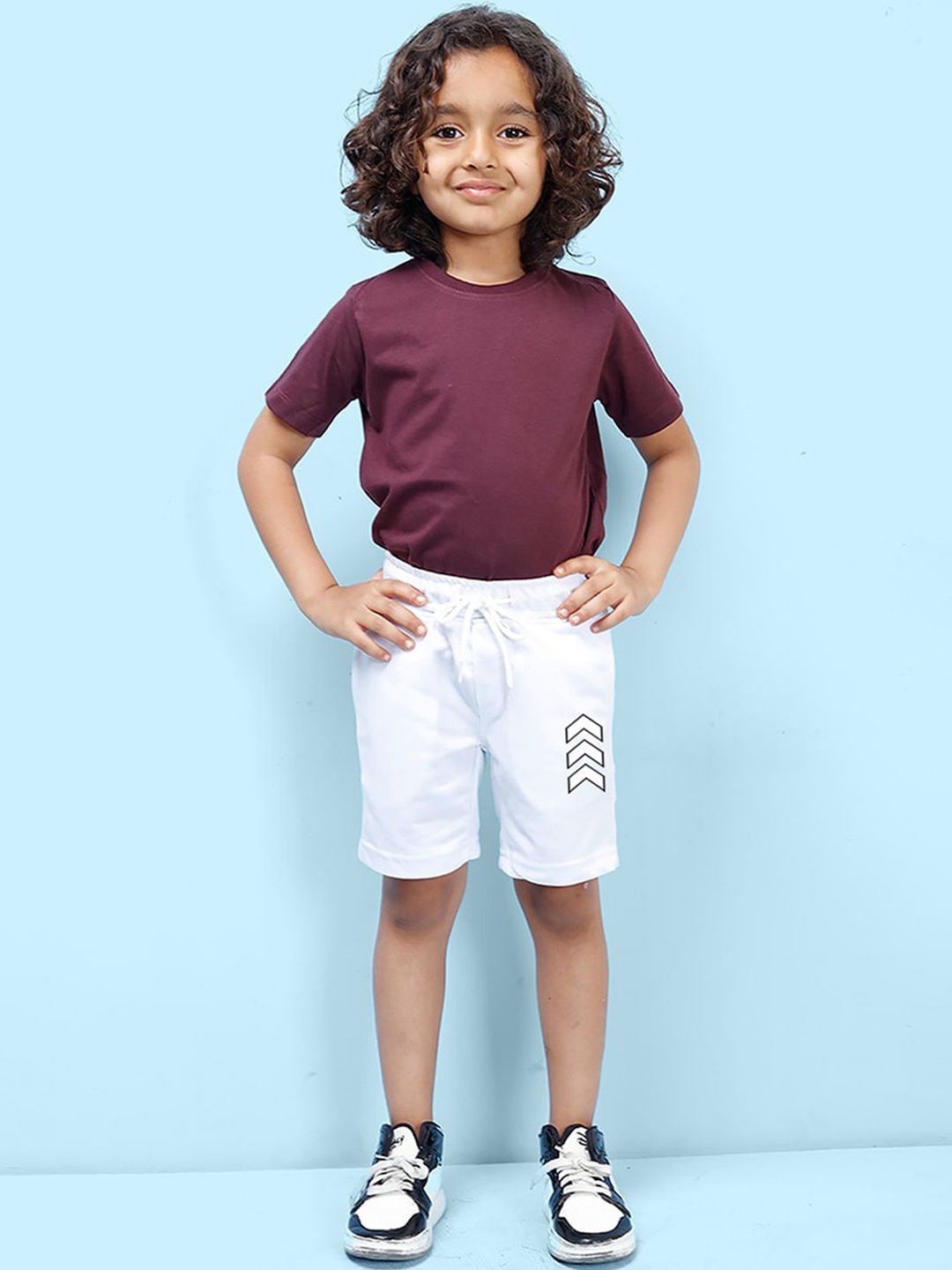 

NUSYL Boys Mid Rise Graphic Printed Shorts, White