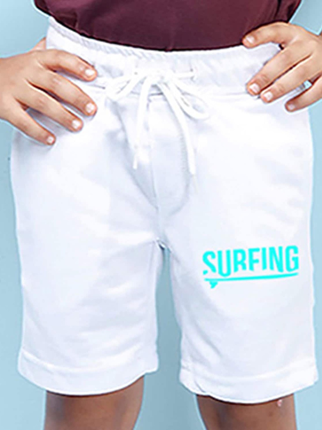 

NUSYL Boys Typography Printed Mid Rise Shorts, White
