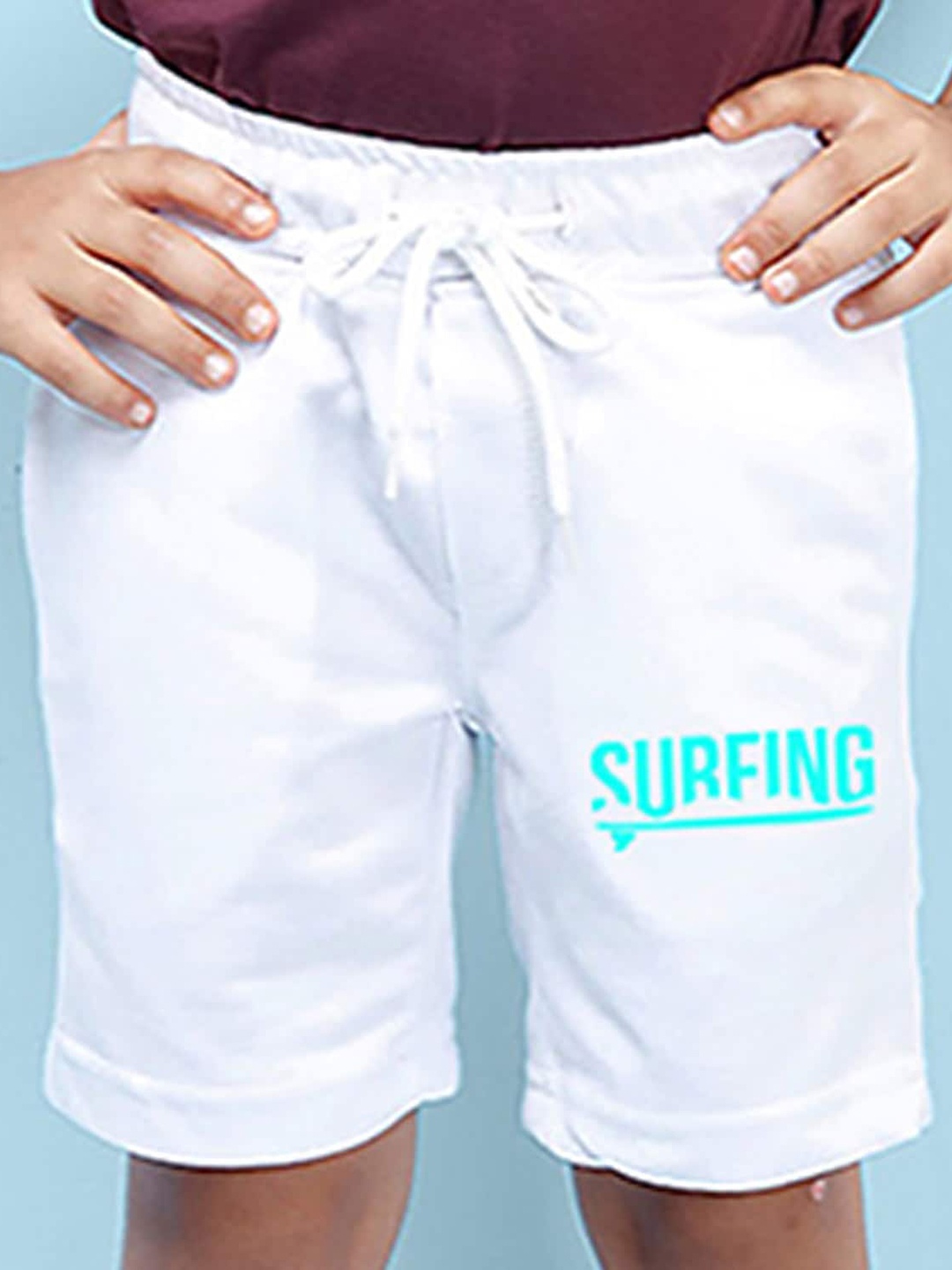 

NUSYL Boys Mid-Rise Typography Printed Casual Shorts, White