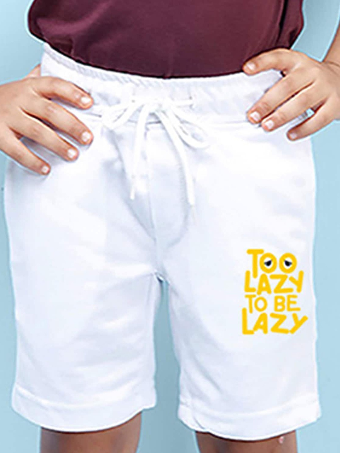 

NUSYL Boys Mid-Rise Typography Printed Casual Shorts, White