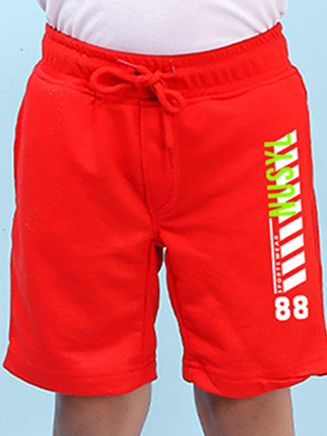 

NUSYL Boys Typography Printed Regular Shorts, Red