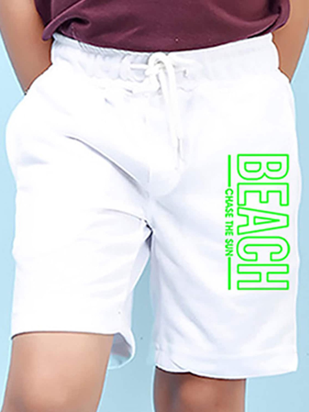 

NUSYL Boys Typography Printed Mid-Rise Shorts, White