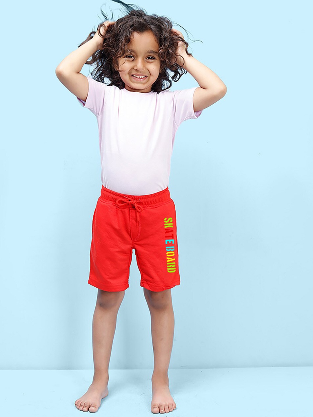 

NUSYL Boys Mid Rise Typography Printed Lounge Shorts, Red