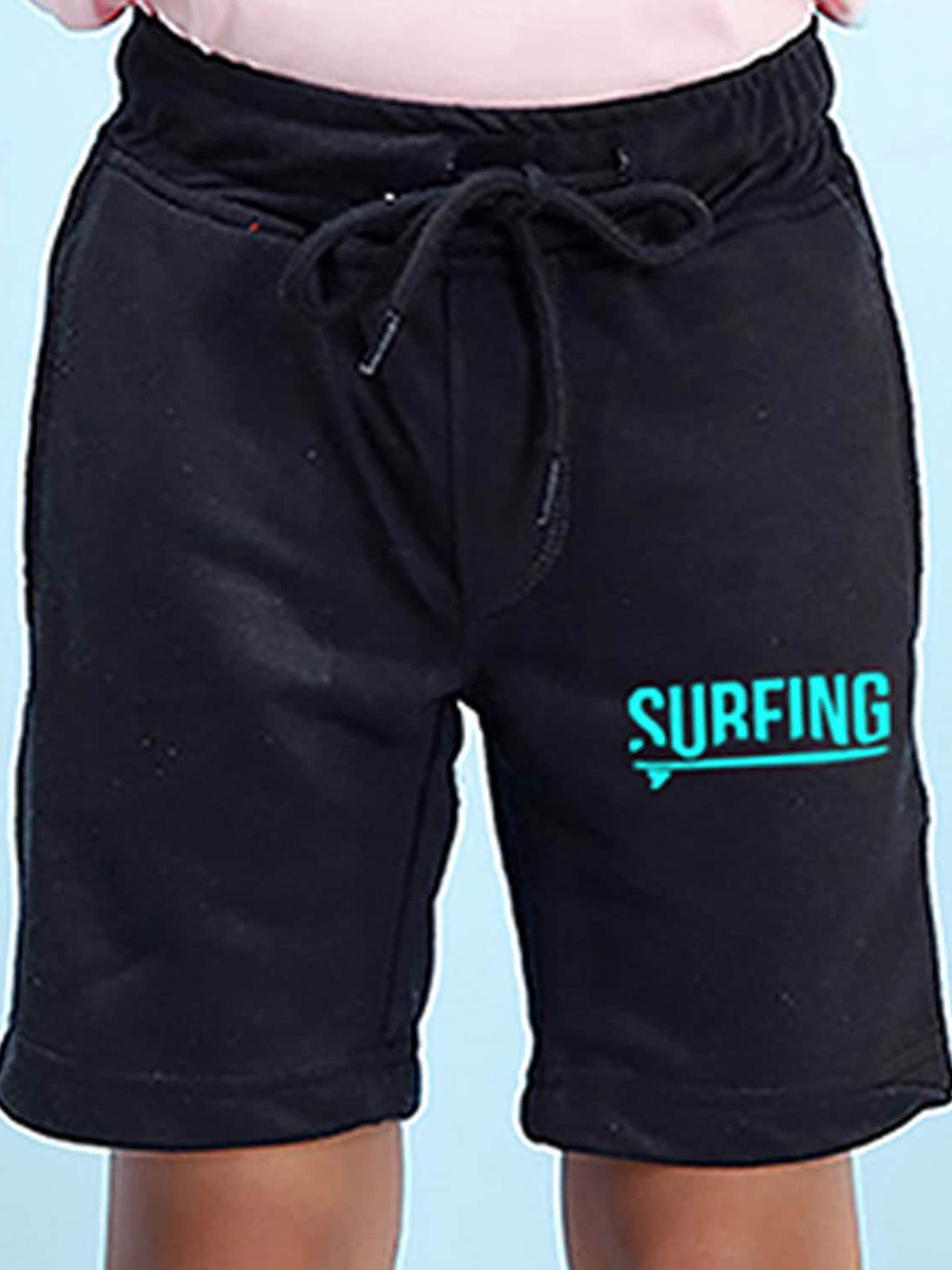 

NUSYL Boys Typography Printed Mid Rise Shorts, Black