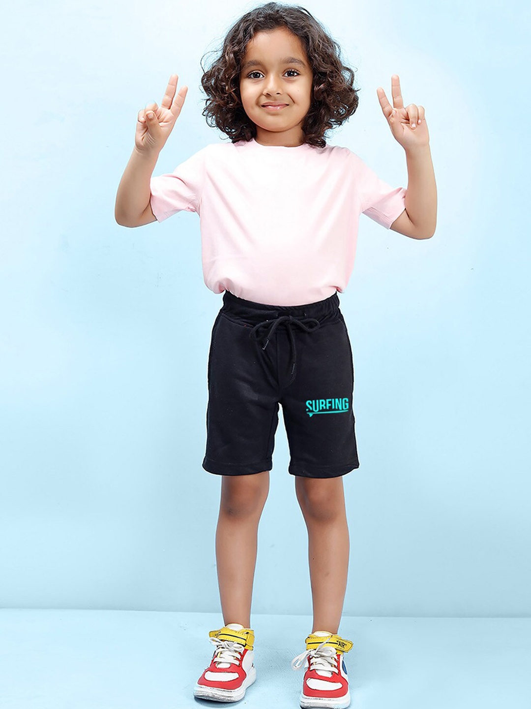 

NUSYL Boys Typography Printed Mid Rise Shorts, Black