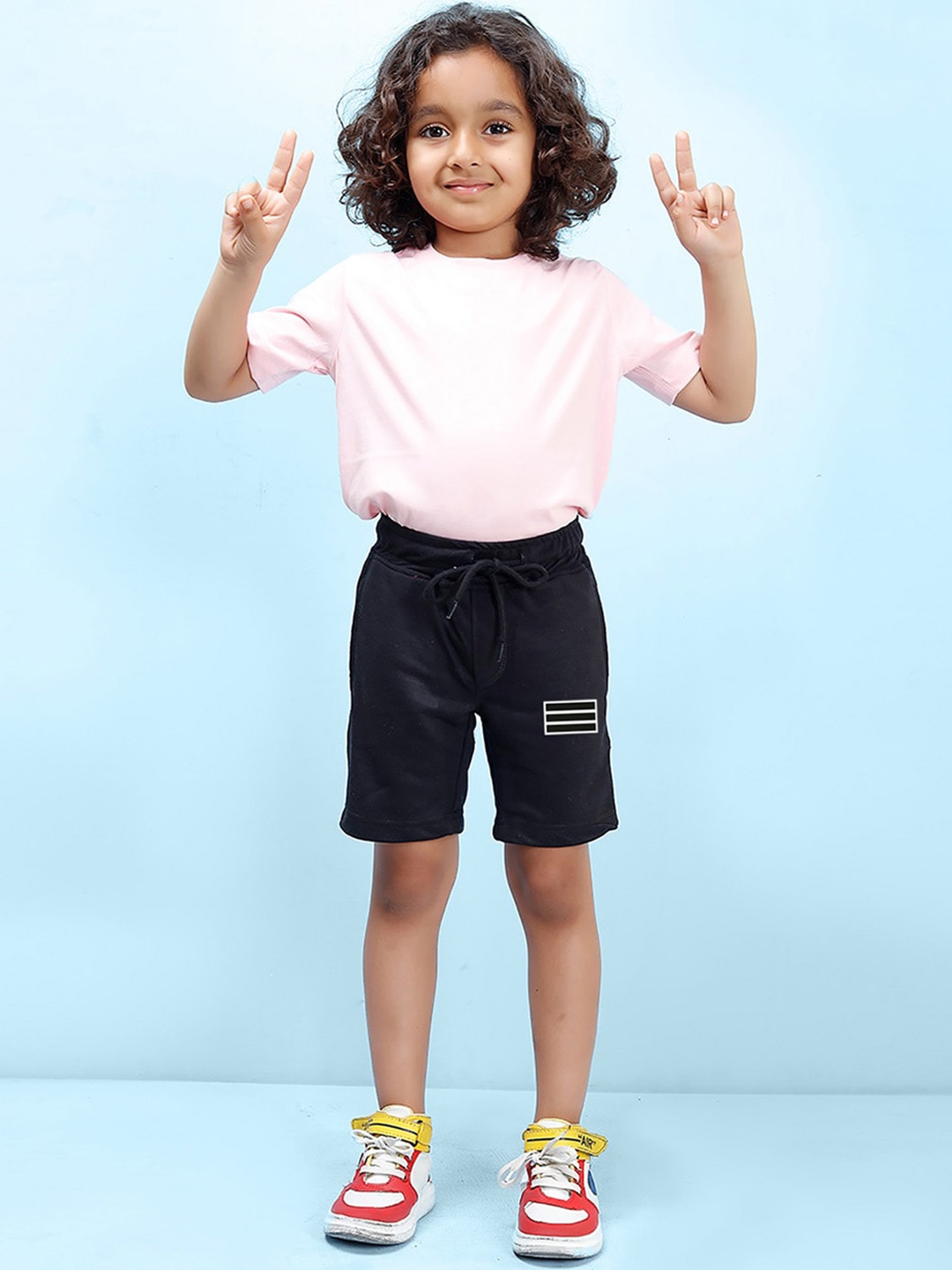 

NUSYL Boys Mid-Rise Geometric Printed Casual Cotton Shorts, Black