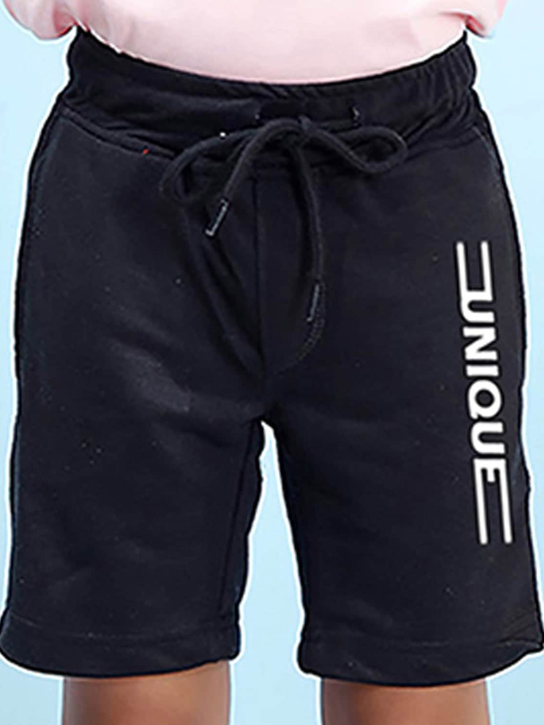 NUSYL Boys Typography Printed Mid-Rise Shorts, Black