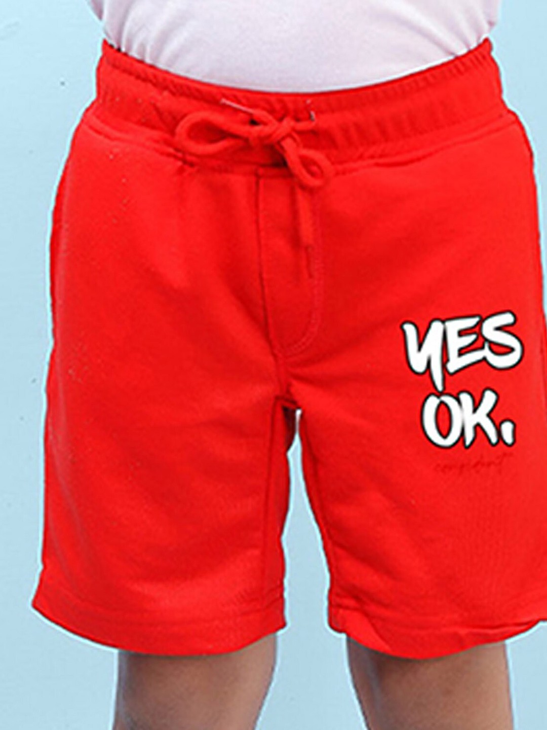 

NUSYL Boys Mid Rise Typography Printed Lounge Shorts, Red