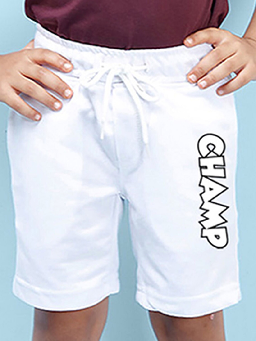 NUSYL Boys Typography Printed Mid Rise Shorts, White