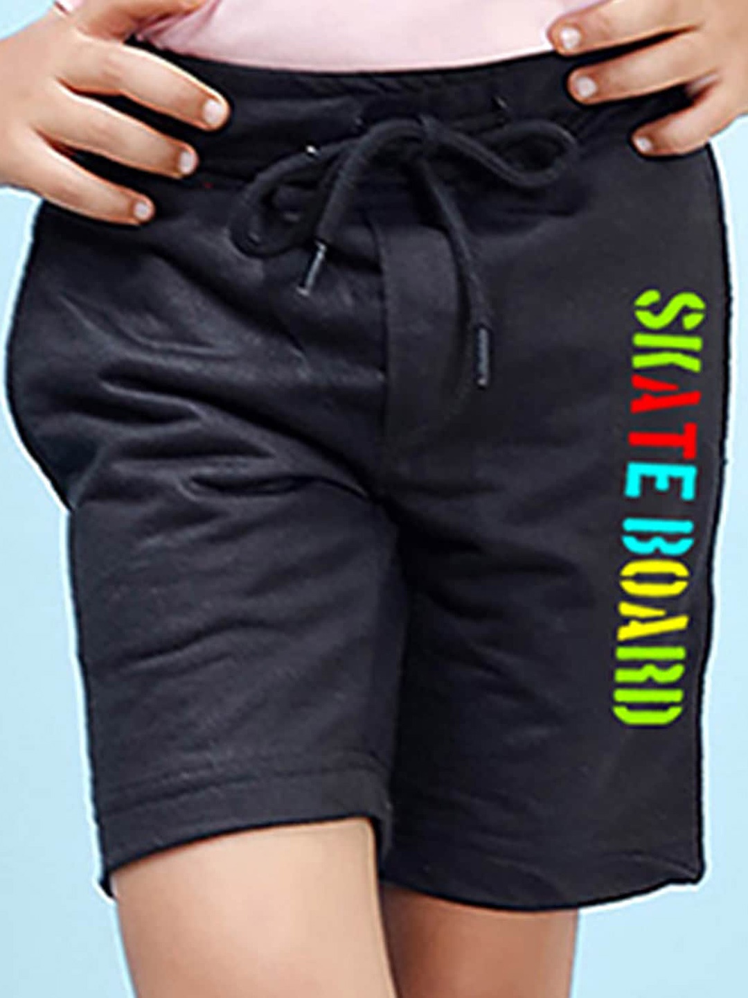 

NUSYL Boys Typography Printed Shorts, Black