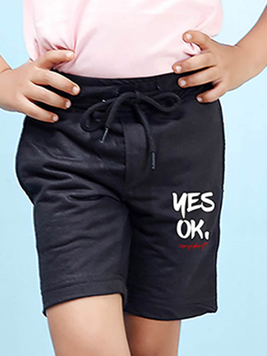 

NUSYL Boys Mid Rise Typography Printed Shorts, Black