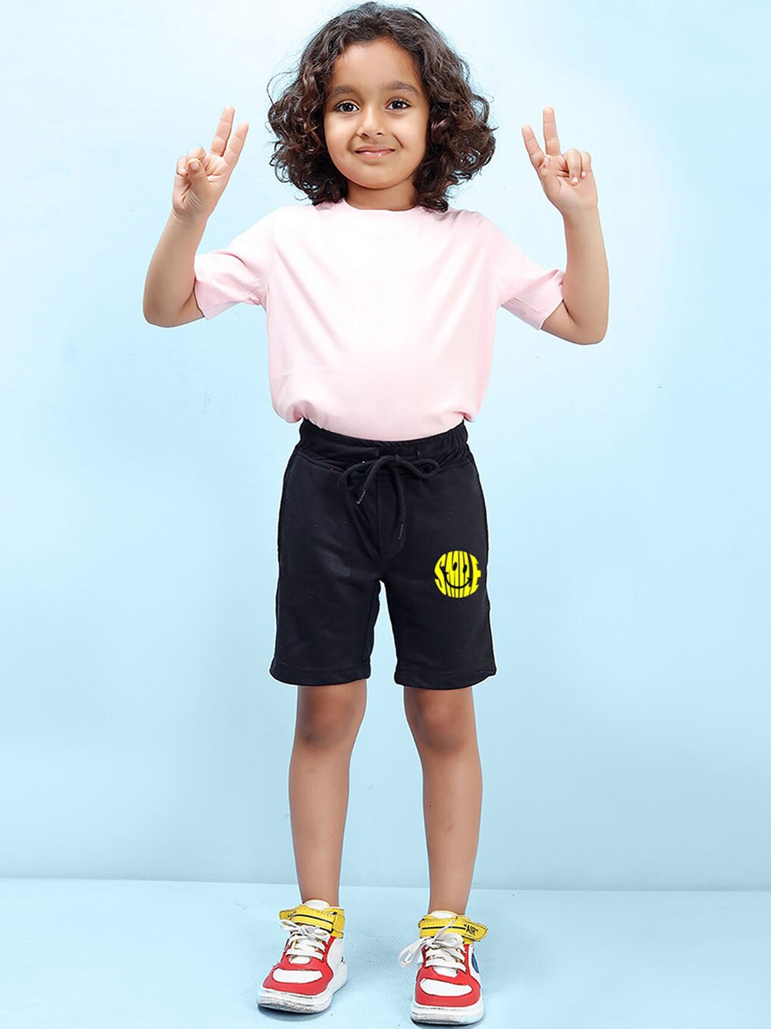 

NUSYL Boys Mid Rise Typography Printed Shorts, Black
