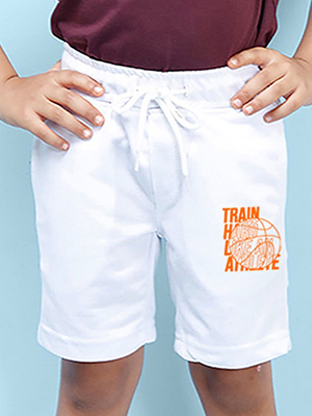 NUSYL Boys Typography Printed Shorts, White
