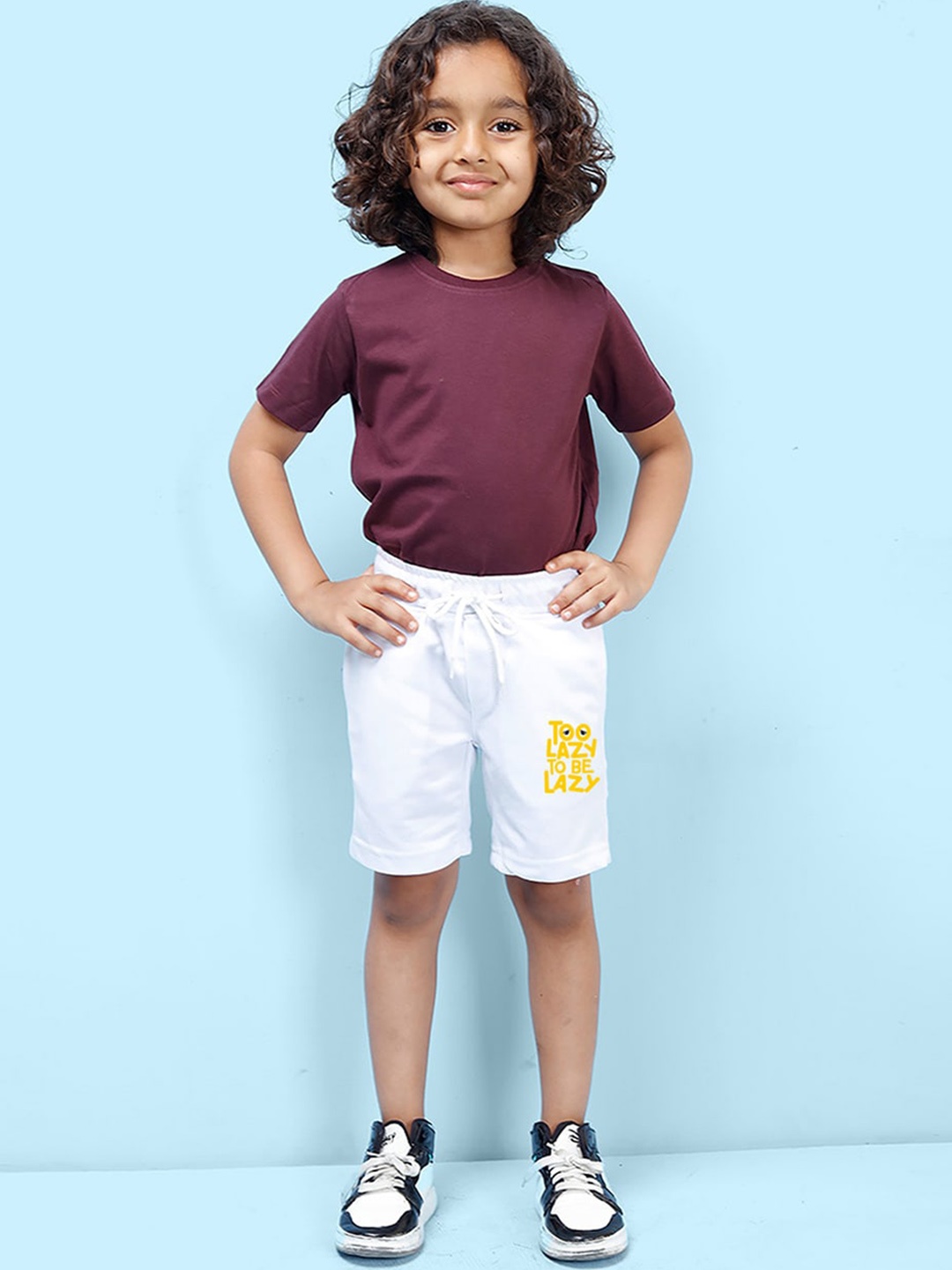 

NUSYL Boys Typography Printed Mid Rise Shorts, White
