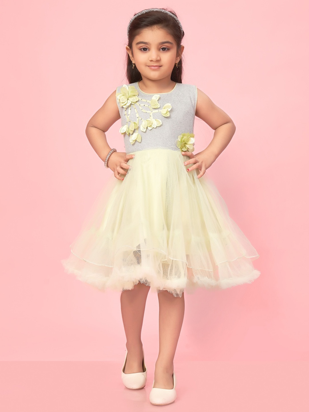 

Muhuratam Girls Fit & Flare Dress, Yellow