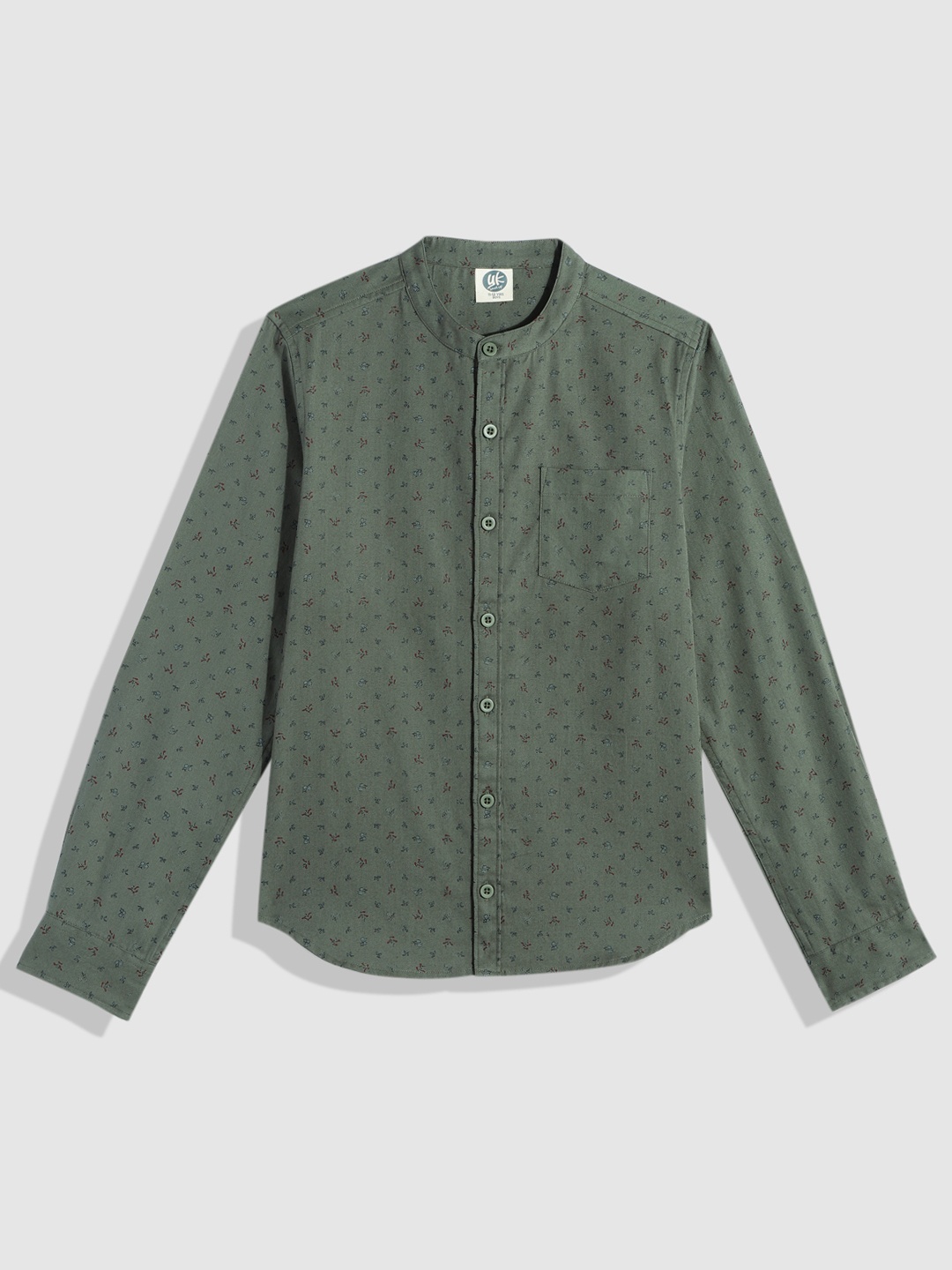 

YK Boys Floral Opaque Printed Casual Shirt, Green
