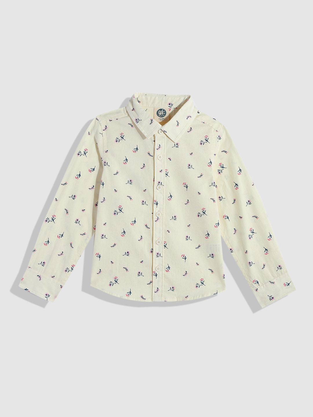 

YK Boys Floral Opaque Printed Cotton Casual Shirt, Off white