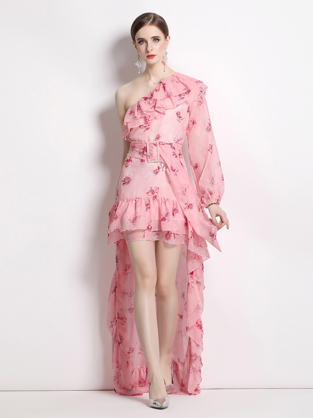 

JC Collection Floral Printed Off-Shoulder Fit & Flare Dress, Pink