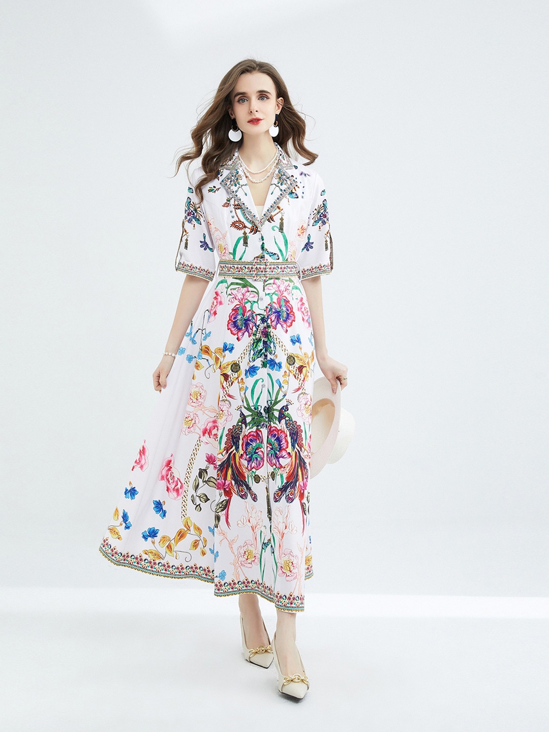 

JC Collection Floral Printed Maxi Dress, White