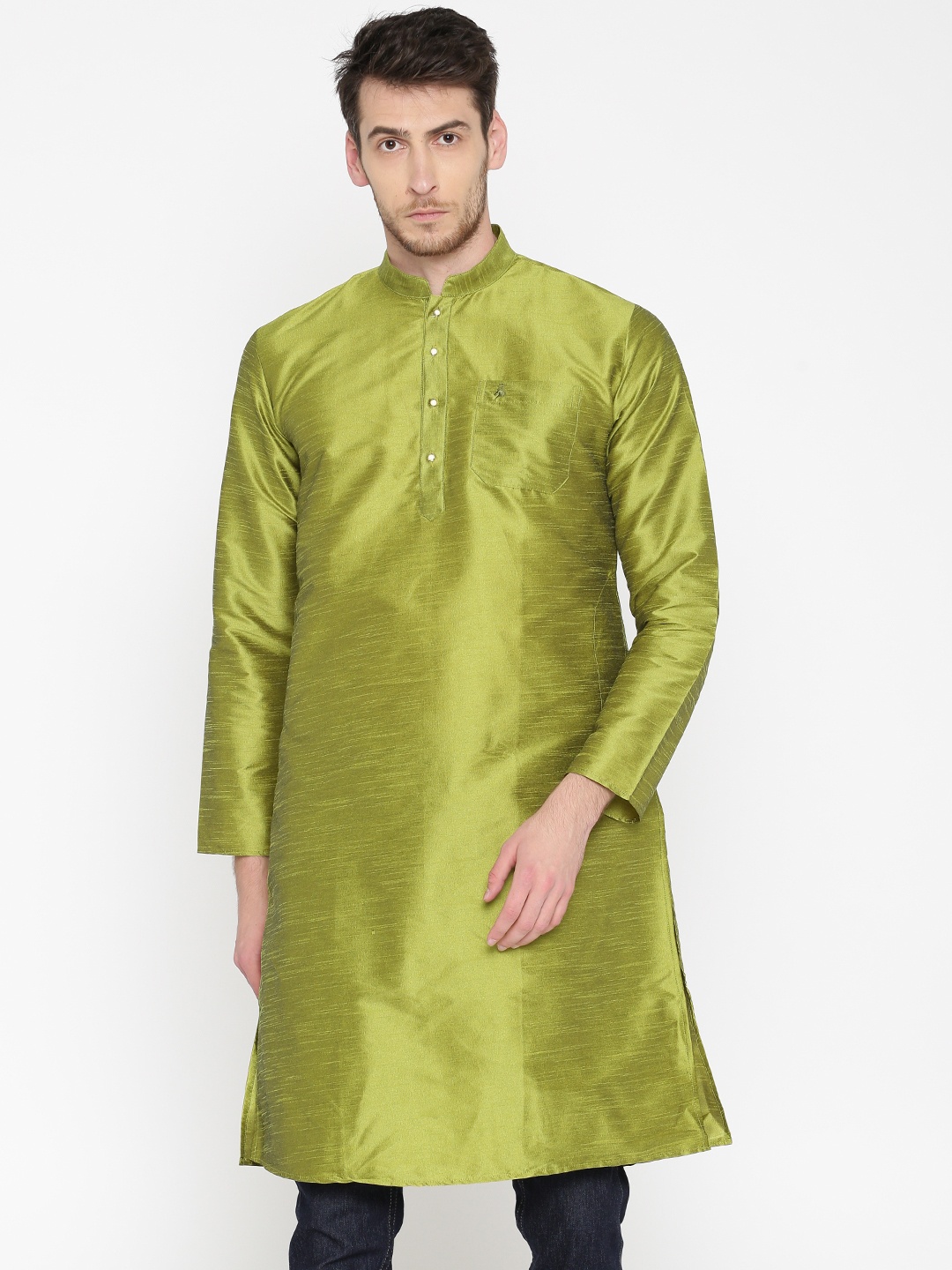 

Khoday Williams Men Green Solid Straight Kurta
