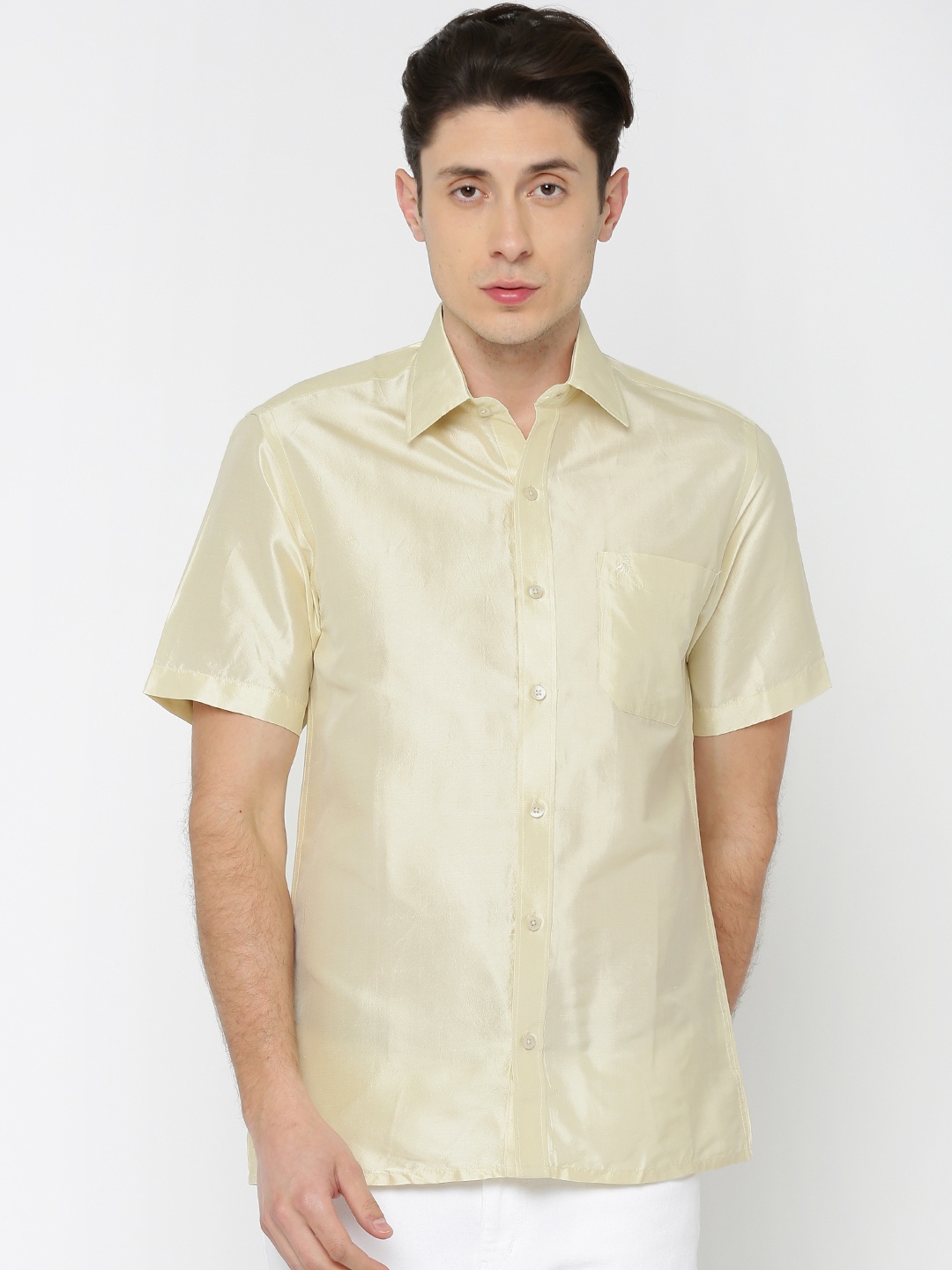 

Khoday Williams Men Beige Silk Nuvo Slim Fit Solid Partywear Shirt