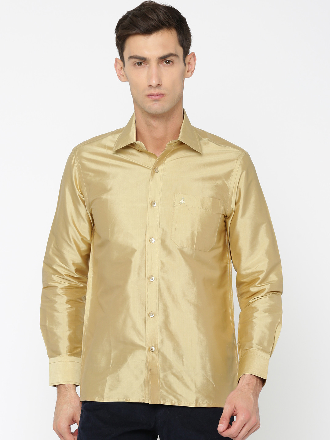 

Khoday Williams Men Gold-Toned Slim Fit Solid Party Shirt