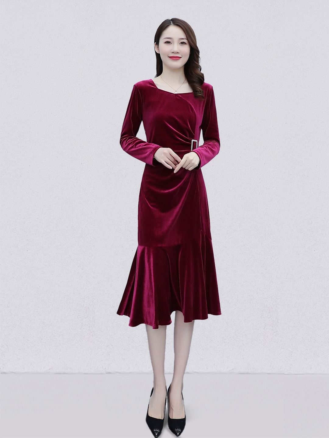 

JC Collection A-Line Midi Dress, Maroon