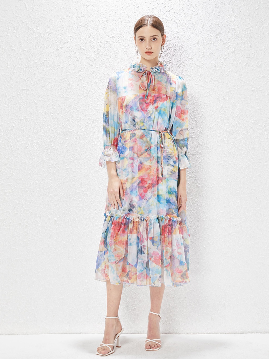 

JC Collection Printed A-Line Midi Dress, Blue
