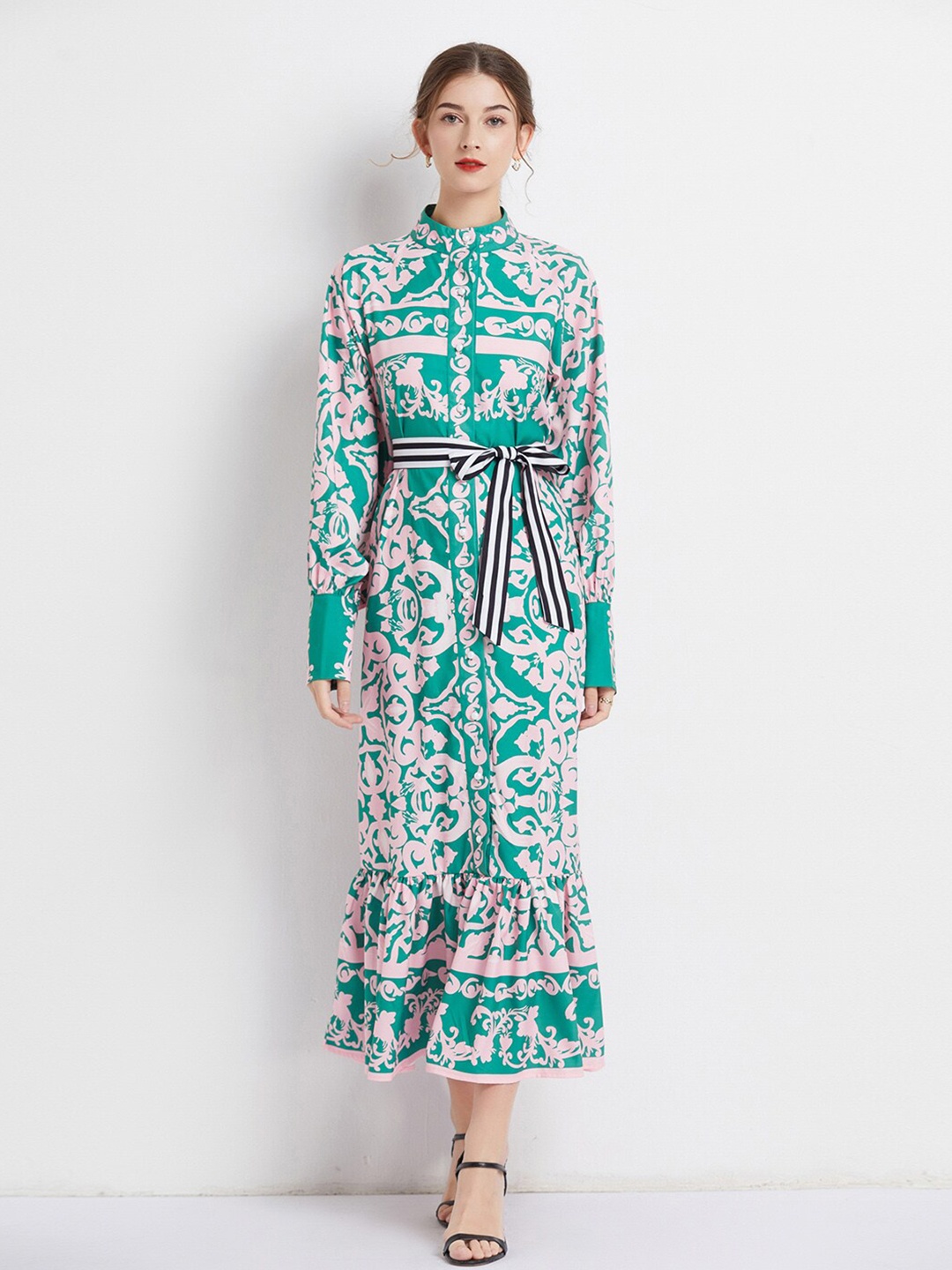 

JC Collection Floral Printed Maxi Dress, Green