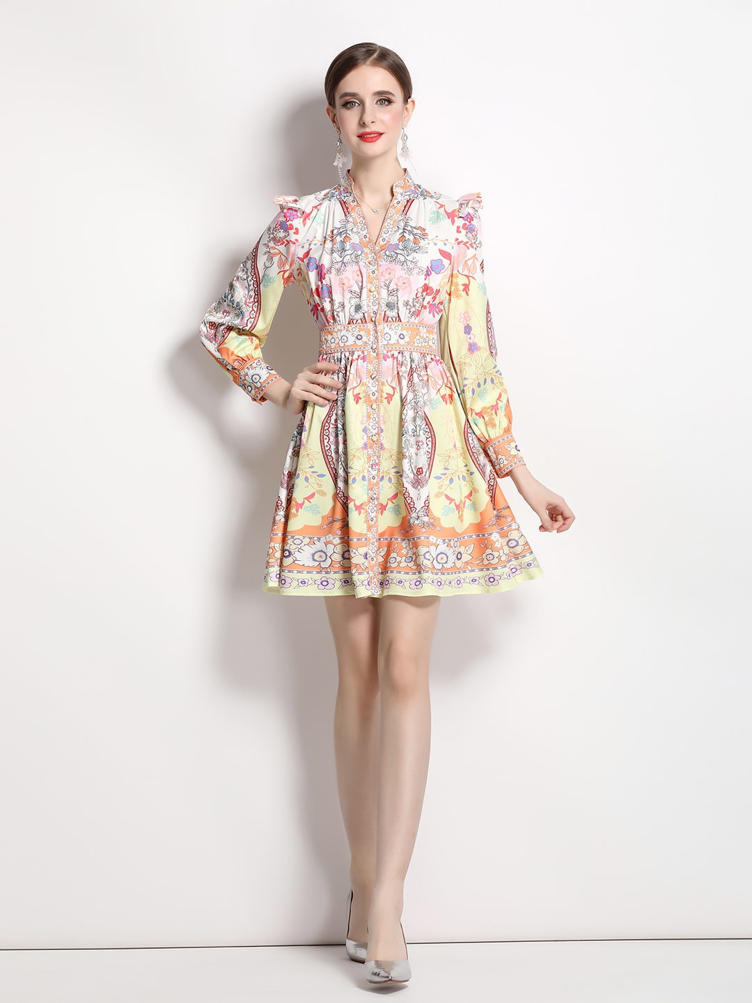 

JC Collection Floral Print Fit & Flare Dress, Yellow