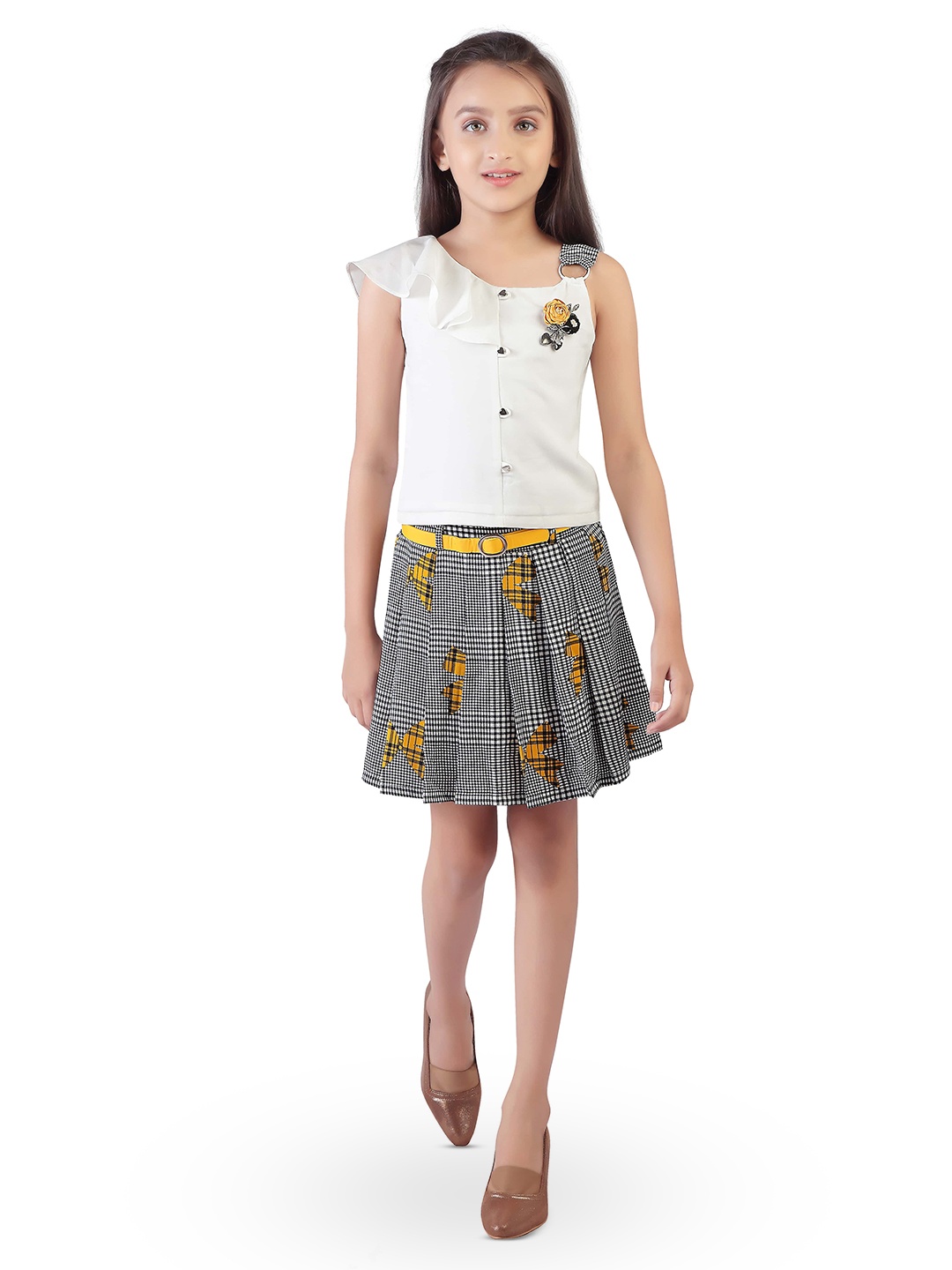 

Tiny Girl Ruffled Top with Skirt, Mustard