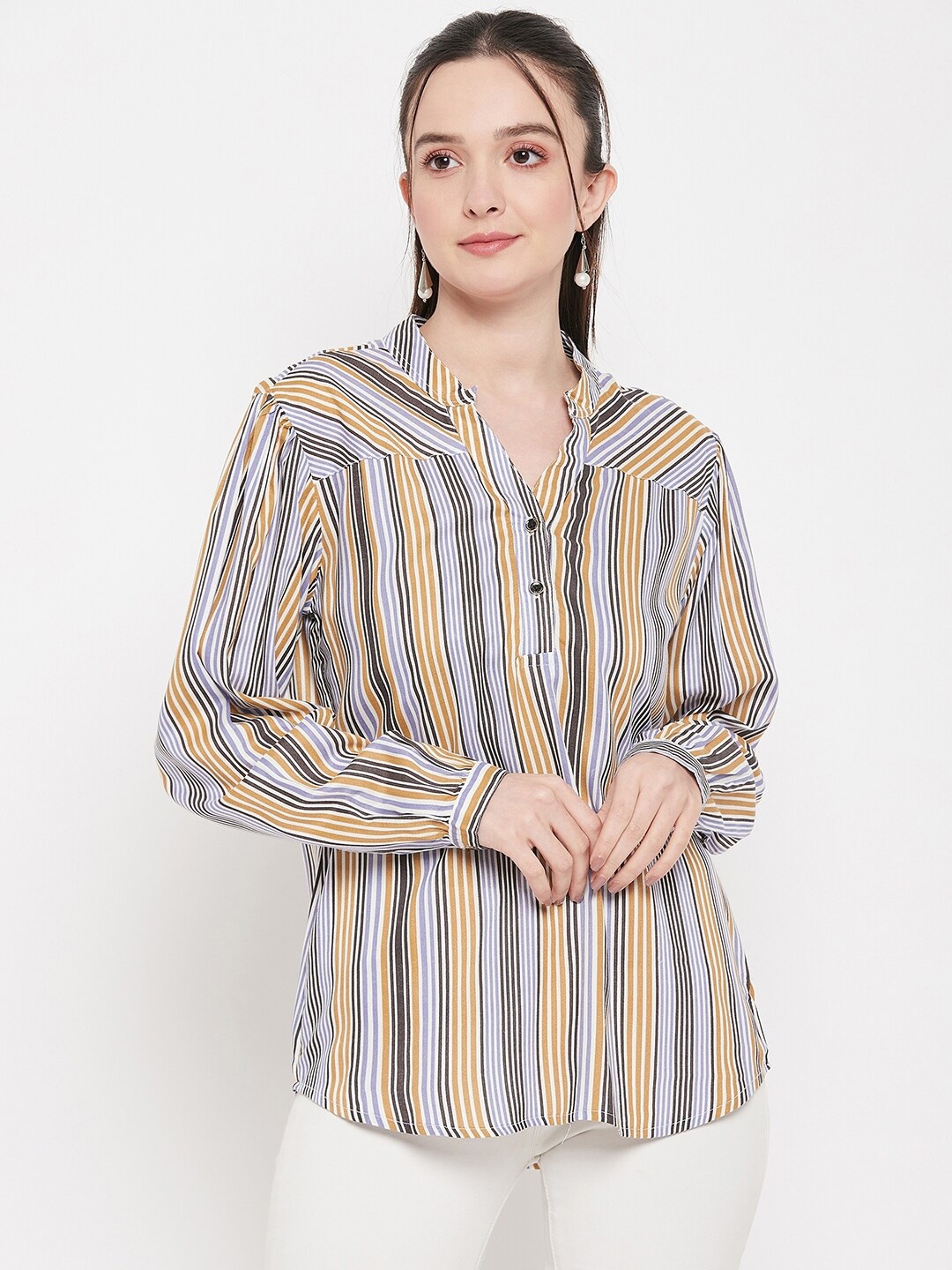 

Ruhaans Striped Shirt Styple Top, Lavender