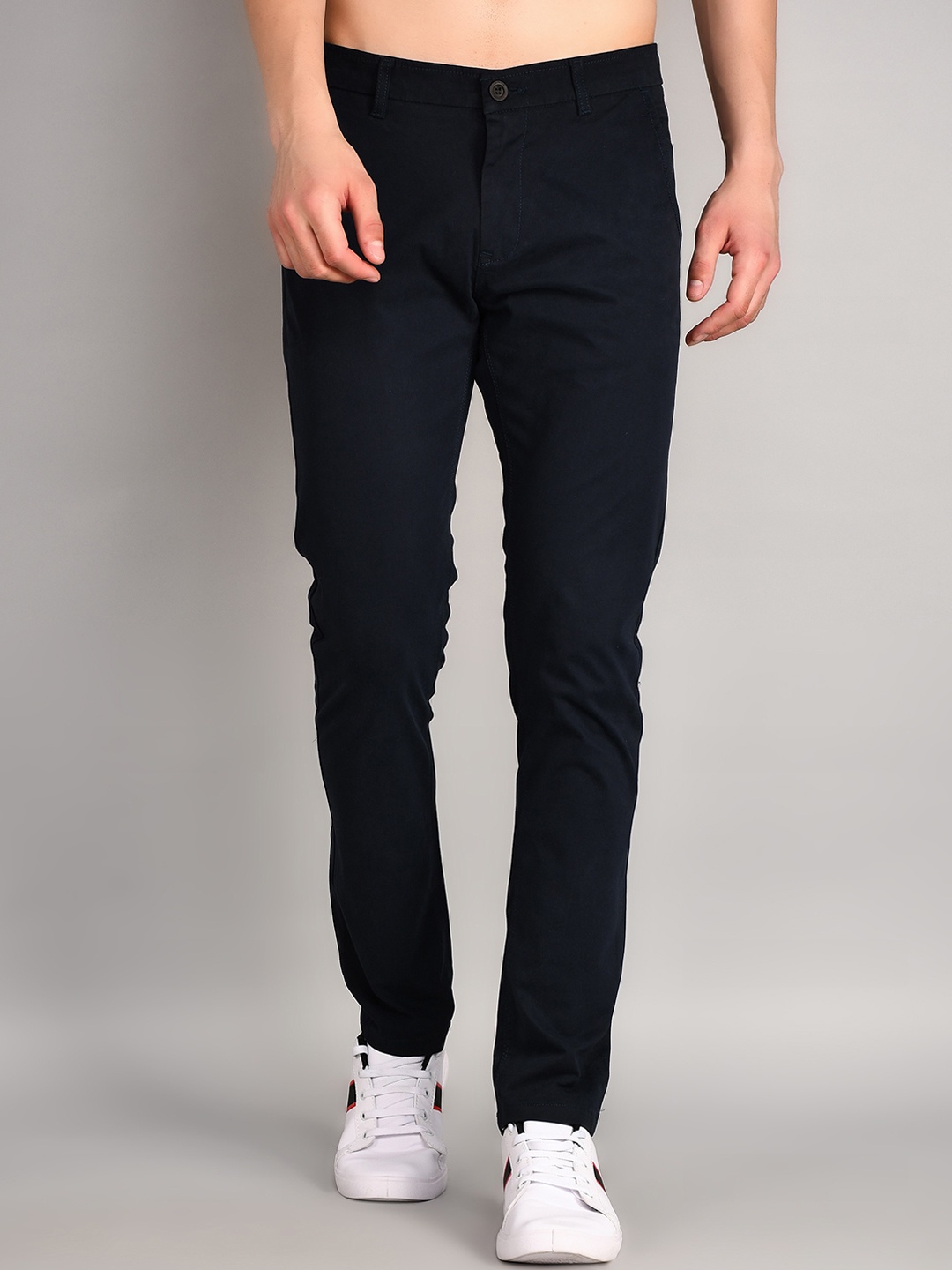

TIM PARIS Men Easy Wash Cotton Chinos Trousers, Navy blue