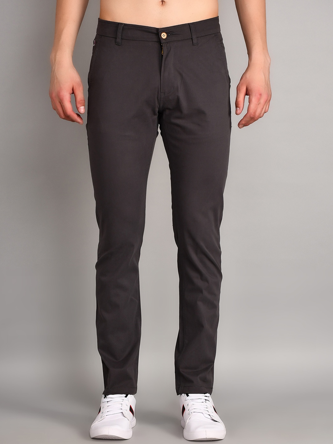 

TIM PARIS Men Easy Wash Cotton Chinos Trousers, Grey