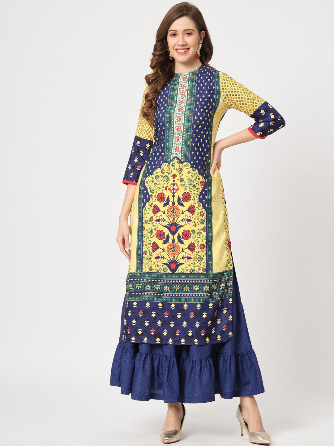

Pannkh Ethnic Motifs Printed Kurta, Yellow