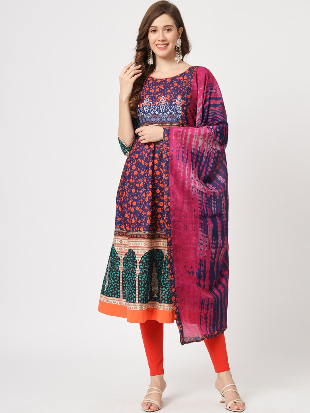 

Pannkh Flloral Printed Kurta with Dupatta, Pink