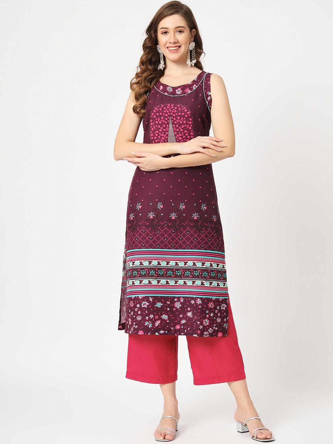 

Pannkh Ethnic Motifs Printed Kurta, Magenta