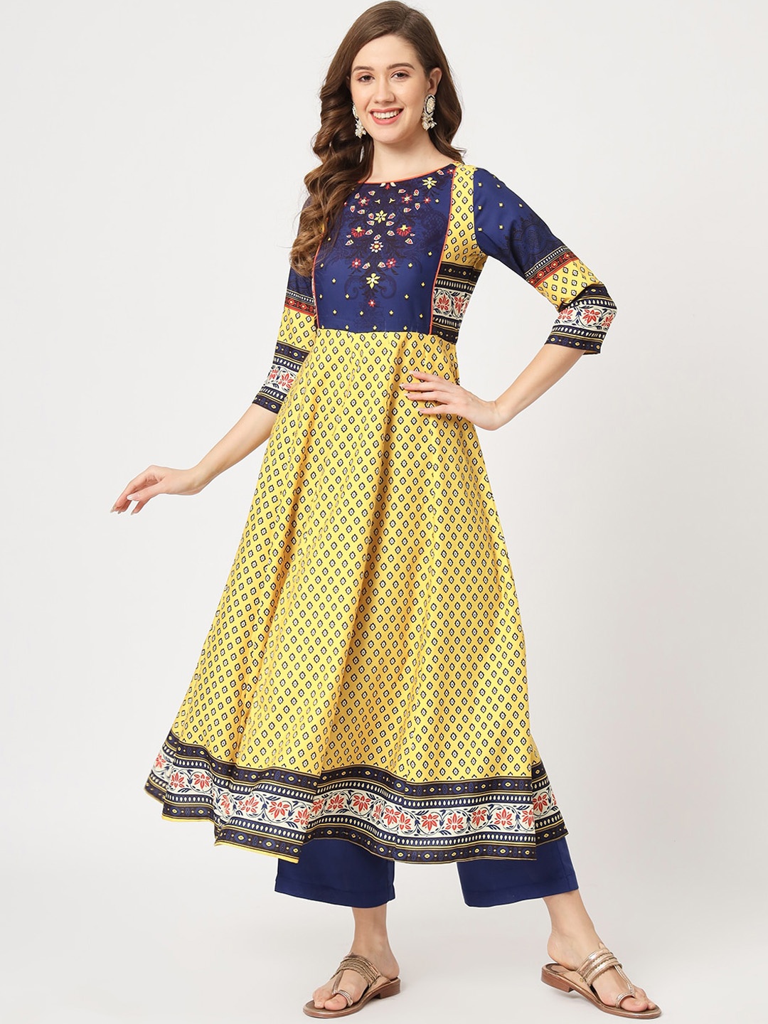 

Pannkh Ethnic Motifs Printed Anarkali Kurta, Yellow
