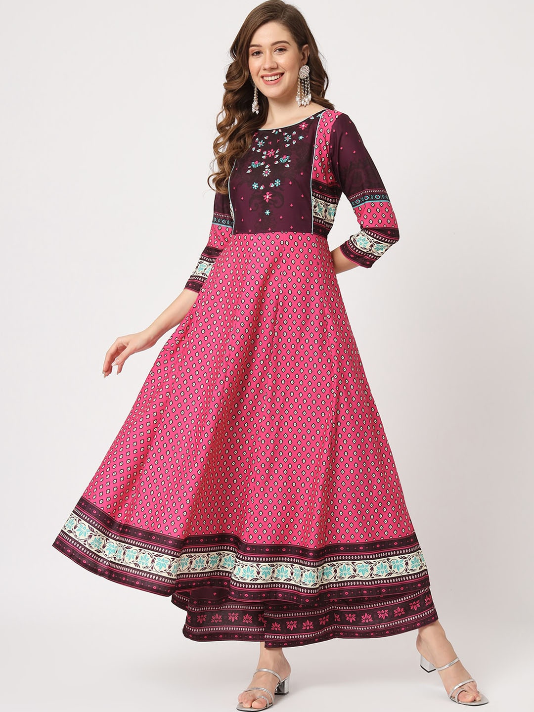 

Pannkh Ethnic Motifs Printed Anarkali Kurta, Magenta